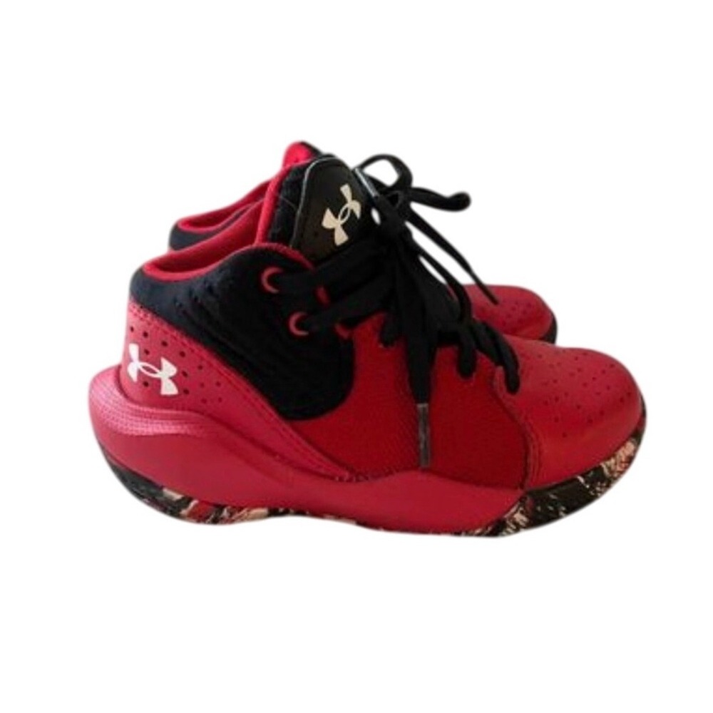 Under Armour Kids Basketball Shoes Athletic Sneakers Red Black Size 11